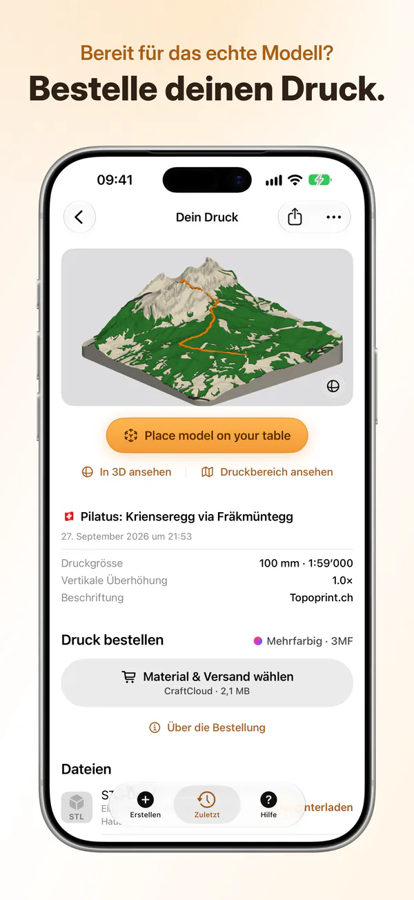 Bereit für das echte Modell?: Bestelle deinen Druck.