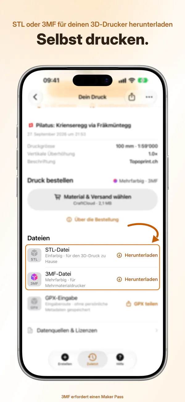 STL oder 3MF für deinen 3D-Drucker herunterladen: Selbst drucken.