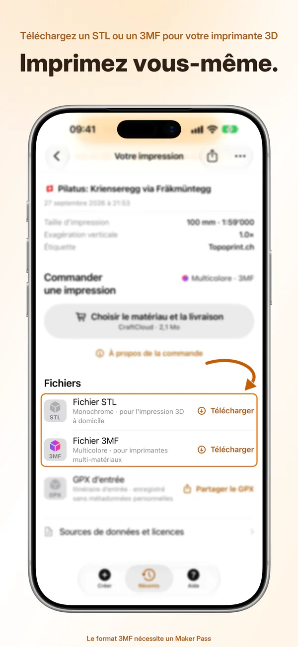 Téléchargez un STL ou un 3MF pour votre imprimante 3D: Imprimez vous-même.